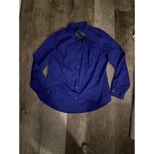 Worthington Womens Button-Down Long Sleeve Shirt Size 18 Purple/Royal Blue